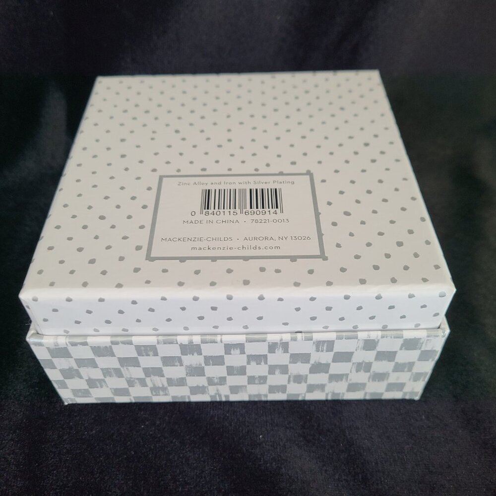 Mackenzie-Childs Courtly Check Silver Plated Trinket Box - NEW IN BOX! - Picture 12 of 13